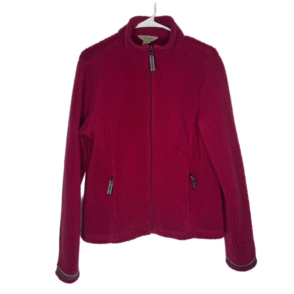 L.L. Bean Women's Sherpa Fleece Teddy Jacket Coat Magenta Pink medium
